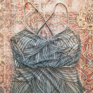 Adrianna Papell Slate Blue Beaded Gown Sz 10